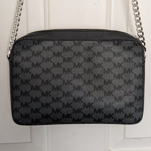 Michael Kors Jet Set Large East West Crossbody Black MK Signature . - Picture 3 of 15